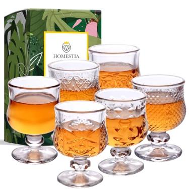 Imagem de Homestia Copos Cordial, 42,5 g/43 ml, copos de shot de base pesada transparente com haste, copos de xerez sem chumbo, copos pequenos para tequila, licor, uísque, vodca, conjunto de 6