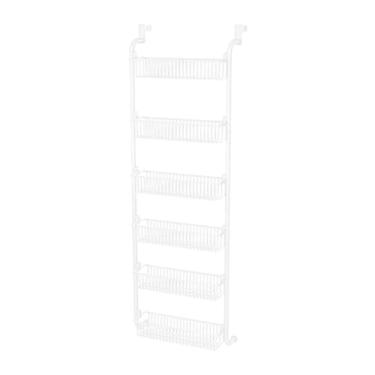 Imagem de Fenteer Organizador de porta, suporte de metal para pendurar cestas de temperos, prateleira para sala de jogos, armário, banheiro, latas, Branco