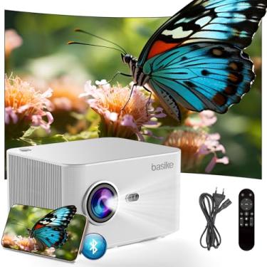 Imagem de Basike Projetor Portatil, Full HD 1080P Projetor Inteligente, Correção Trapezoidal Automática 6D, Auto Foco, Suporte 4K, 2.4G+5G+WIFI, Bluetooth 5.3, Cinema Portátil para Casa, Sala de Aula e Reuniões