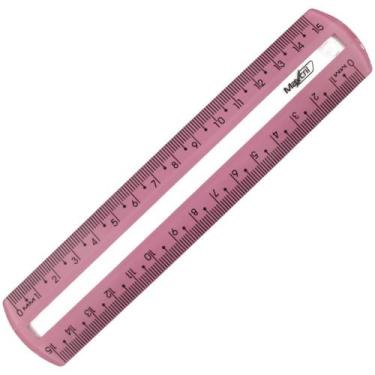 Imagem de Régua de Poliestireno Guia de Leitura Rosa 15CM (pacote com 10 Unidade