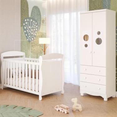 Imagem de Quarto Bebê Completo Berço Americano Marquesa 3em1 Guarda Roupas 2 Portas 3 Gavetas Bolinha 100% Mdf