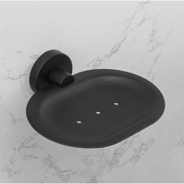 Imagem de Acessórios para banheiro Toalheiro Prateleira Barra Suporte para rolo de papel com capa Suporte para toalha de mão Gancho para roupão Suporte para escova de vaso sanitário Preto (suporte para pra