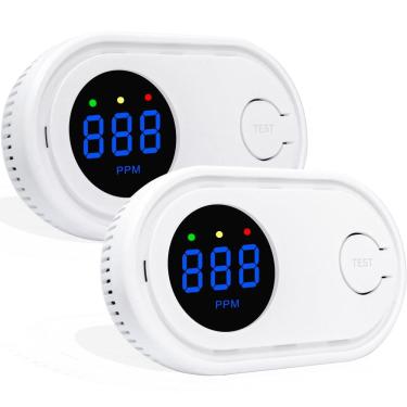 Imagem de Detector de monóxido de carbono SCNBAORE, pacote com 2 unidades e display LCD
