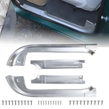 Imagem de FEIMAOTUI Kit de protetores de soleira de porta compatível com Chevy GMC C10 C20 C30 R10 R20 R30 R1500 R2500 R3500 Pickup 1978–1987, placas de peitoril de porta de alumínio (conjunto de 4 peças)