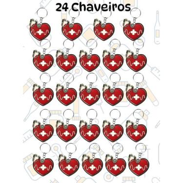 Imagem de 12 ou 24 Chaveiros enfermagem enfermeiro enfermeira chaveiro estetoscó