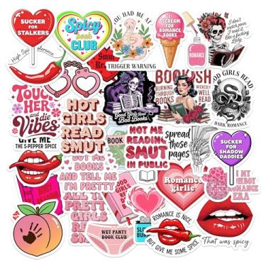 Imagem de 30 peças de adesivos Smutty Book – Spicy Romance Reader Pacote de adesivos de vinil à prova d'água com citações de romance sombrio, humor de livros e Sass para diário, Kindle, laptop, garrafa de água