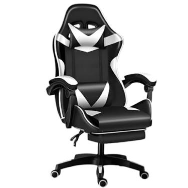 Imagem de Cadeira Gamer Ergonômica Reclinável Com Apoio De Pés Premium Preto Branco