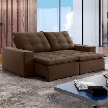 Imagem de Sofá 4 Lugares Paris Retrátil e Reclinável Super Pilow Veludo/Marrom -