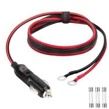 Imagem de CUZEC Cabo de alimentação resistente 14AWG 20A plugue macho isqueiro adaptador com cabo de 0,6 m 16 AWG para inversor de carro, bomba de ar, copo elétrico e faça você mesmo