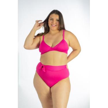 Imagem de Biquíni Plus Size Liso com Bojo V e Calcinha Hot Pant Laço - 7 MODA PR