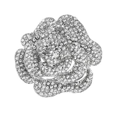 Imagem de Framendino, Broche de metal rosa elegante flor de cristal broche de lapela para mulheres joias presente chapéu bolsa terno gravata casamento