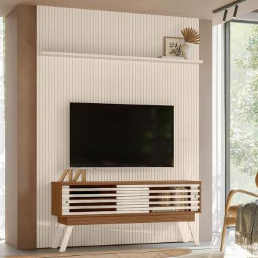 Imagem de Conjunto Frizz Painel C/ Rack E Rodízios New Premium Naturale/off-white
