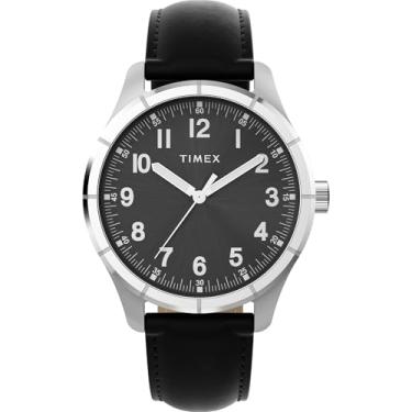 Imagem de Timex Relógio masculino Main Street 42 mm - pulseira preta, mostrador preto, caixa prateada