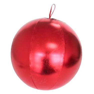Imagem de Baoblaze Bola inflável de Natal, bola de Natal, decoração de jardim ao ar livre, balão, enfeite para festa de inverno, festival, gramado, Vermelho