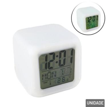 Imagem de Relógio Digital de Mesa 8cm Despertador Color - Tudo em Caixa