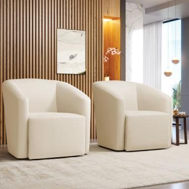 Imagem de Poltrona Decorativa Base Giratória Kit 2 Stella Max Sintético D03 - D'