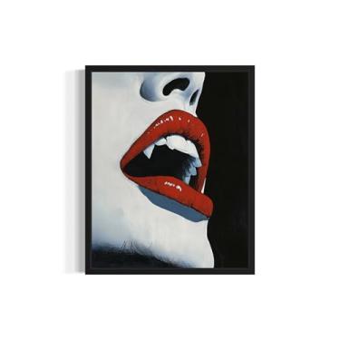 Imagem de Impressão artística de pôster de vampiro, decoração de parede vintage assustadora de Halloween decoração de pintura assustadora para impressões de terror, pôsteres góticos (Vampira, 40,6 x 50,8 cm