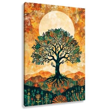 Imagem de Árvore da Vida Arte de Parede Impressão em Tela Harmonia da Vida Fotos de Decoração Pintura Laranja Quente Verde Natureza Espiritual 30x45cmx1