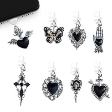 Imagem de RNFVJH 8 peças de pingentes de plugue antipoeira com tema de Halloween - Plugue universal antipoeira para iPhone, portas tipo C - Proteja a porta de carregamento do seu telefone com este adorável