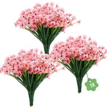Imagem de Flores artificiais rosa para atividades ao ar livre, plantas falsas, flores de seda resistentes a UV, margaridas, decoração para jardins, casamentos, janelas, ambientes internos, verão, casa, túmulos