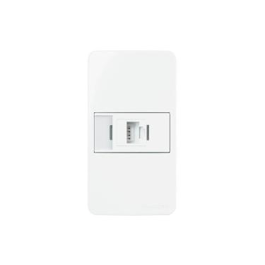 Imagem de Placa para Condulete Caixa 3/4" com Tomada para Rede de Informática MarGirius Sleek RJ45 Cat6 Branca