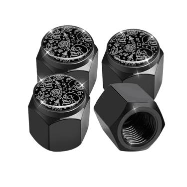 Imagem de Pacote com 4 tampas de haste de válvula de pneu, tampas de haste de roda de carro, tampas de válvula de ar de alumínio, ajuste universal para carros, SUVs, caminhões, bicicletas e motocicletas (cabeça