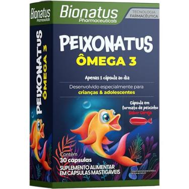 Imagem de Bionatus, Peixonatus, Ômega 3, Comprimidos mastigáveis, Suplemento alimentar infantil, EPA 30mg, DHA 30mg, 30 cápsulas • 30 doses, Azul