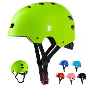 Imagem de Capacete de bicicleta infantil juvenil, capacete de skate para crianças de 5 a 8 a 10 a 12 a 14 anos, ajustável e multiesportivo para patins de scooter (verde M)