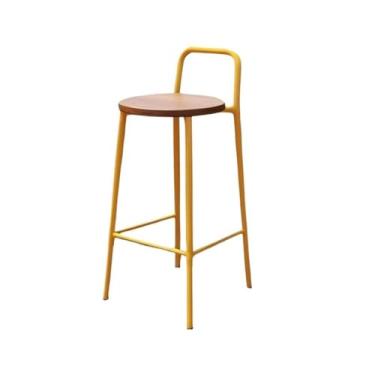 Imagem de Fácil montagem amarela minimalista cadeira de bar casa restaurante exterior interior ferro forjado banco alto de madeira (grande)