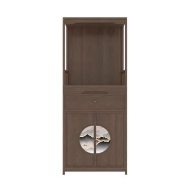 Imagem de ZzleoyuUUs-12 Prateleira de altar budista estilo chinês queimador de sala de estar armário de oferta de riqueza, com porta dupla armário de santuário de Buda (marrom)