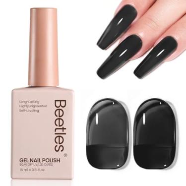 Imagem de Esmalte Beetles Black Jelly Gel – Esmalte de gel preto transparente de 15 ml, geleia neutra, efeito translúcido, imersão UV, arte de unhas francesa, faça você mesmo, presente de manicure em casa para