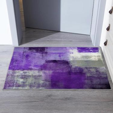 Imagem de LOKMU Tapetes antiderrapantes roxo e cinza, arte abstrata, decoração de casa, tapete para sala de aula, sala de estar, quarto, sala de jantar, jardim de infância, sala de 5 x 7 cm