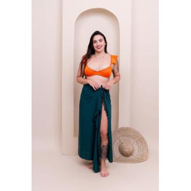 Imagem de Canga Saída de Praia Verde Escuro Feminina Versátil e Elegante - Segue