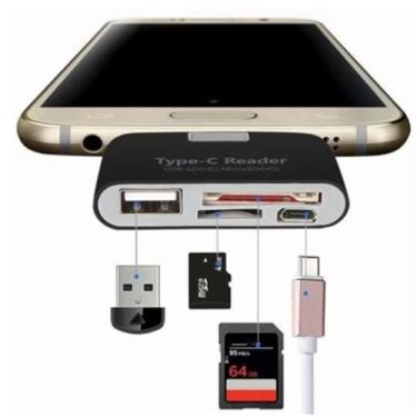 Imagem de Adaptador Type-C 4 em 1 para Cartão TF Micro SD USB 3.1 OTG - A.R Vari