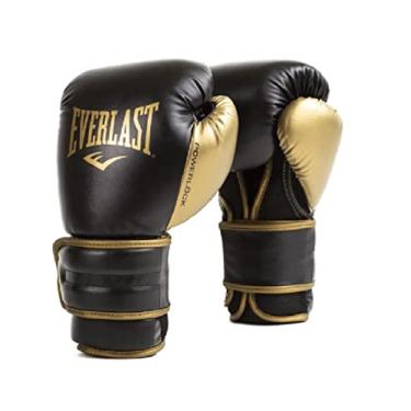 Imagem de Everlast Luvas de boxe Powerlock2 pretas/douradas 473 g - melhor desempenho e estilo. Luvas de treinamento ideais para boxe