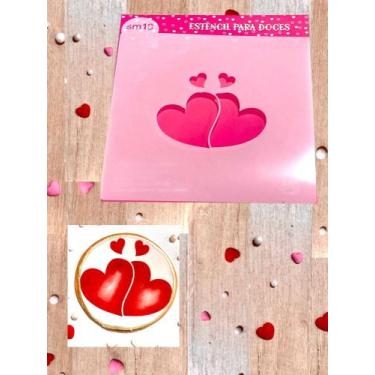 Imagem de SM10 Estêncil coração para confeitaria e artesanato. - confeitaria dos