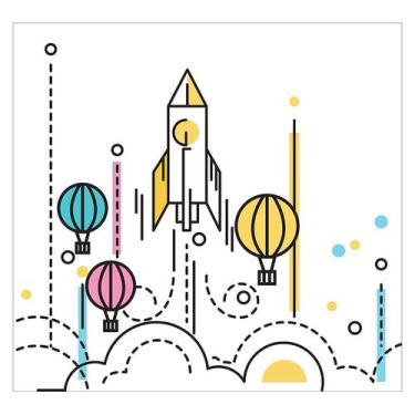 Imagem de Papel de Parede Adesivo Infantil Foguete Quarto Criança - 683pcp - All