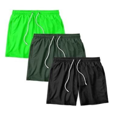 Imagem de Kit 3 Shorts Bermuda Masculino Tactel Liso Praia Academia-Masculino