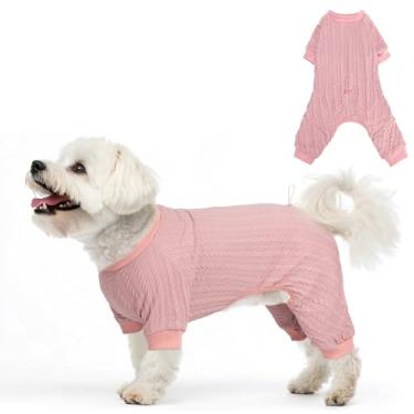 Imagem de SCENEREAL Pijamas para cães pequenos a grandes, suéter de malha para animais de estimação quente, casaco de inverno, macacão macio, pijamas para cachorros, rosa PP