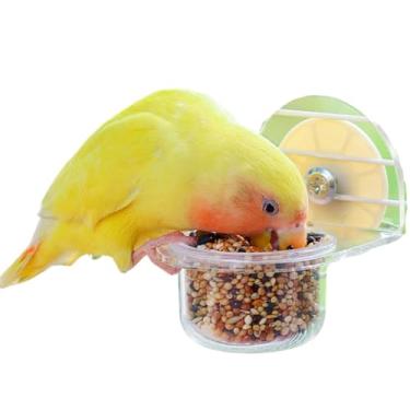 Imagem de Tigela transparente removível de plástico alimentador conveniente de sementes de água para papagaio canário periquito conure calopsita pedreiro pequenos (1 pacote)