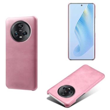 Imagem de Capa para Honor Magic 5,Proteção contra quedas,Casca de volta de cor sólida simples,Design de couro de imitação de plástico-Pink