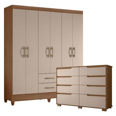Imagem de Guarda Roupa Casal Panamá e Cômoda Georgia Carvalho Fendi– Moval