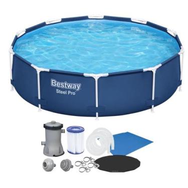 Imagem de Conjunto Piscina 3,05x3,05m + Capa + Filtro 110/220 + Lona Bestway, Az