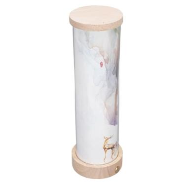 Imagem de GLOGLOW Lâmpada de Mesa de Cabeceira, Luz Noturna de Canto Simples Com Base de Madeira e Abajur para Crianças Lendo Pintura Quarto Sala de Estar Em Casa Escritório