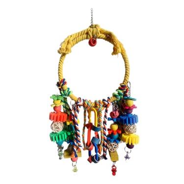 Imagem de Balanço de periquito, corda de algodão, suprimentos para animais de estimação, jogos interativos, anéis coloridos de calopsita para calopsita, conure, canário, mastigar, exercício, enriquecimento