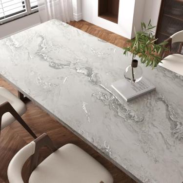 Imagem de VaryStyle Papel de contato em mármore cinza prata bege descascar e colar bancadas à prova d'água removível granito fosco mármore papel de parede para cozinha, banheiro, bancada, envoltório de vinil