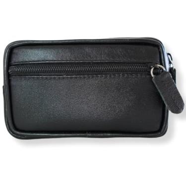 Imagem de Pochete Pequena Masculina de Couro – Mini Shoulder Bag para Cinto Pequena e Prática Premium 04 (Preta)