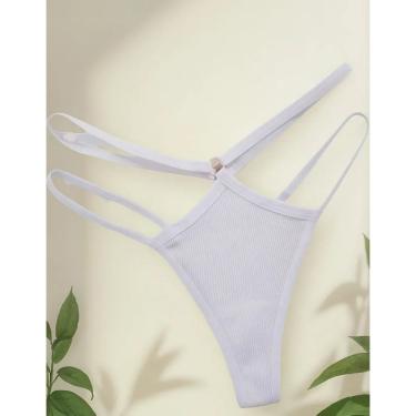 Imagem de Calcinha de Algodão Cintura Tira Dupla Lingerie Argola Metal