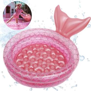 Imagem de Piscina Infantil Inflável Redonda Bebê Menina Sereia 85L Rosa - Summer