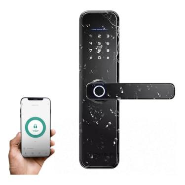 Imagem de Fechadura Digital Biométrica Wifi Tuya Prova D'agua Airbnb Preto